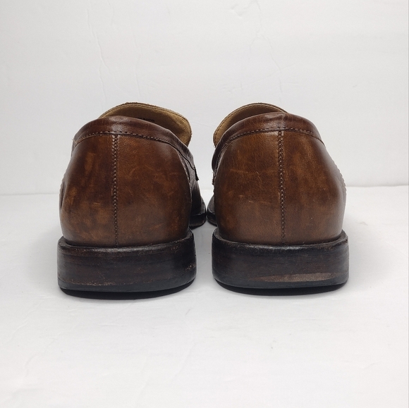 Frye John A. Men's Brown Leather Round Toe Office Slip On Penny Loafers Size 10 - Picture 6 of 16